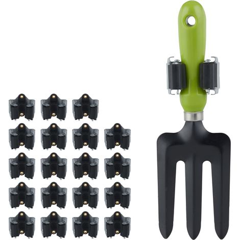 Relaxdays Utility Tool Clamps Set 20, Rubber Gripping Clips, Universal Wall Broom Holder, Garden Tools, Iron, Black/Grey