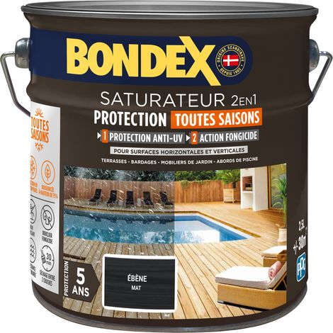 Saturateur 2en1 Protection Toutes Saisons - Mat - 2,5L - Ebène - Bondex (1/4)