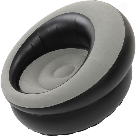 Canapé gonflable floqué, fauteuil gonflable simple pour salon, chambre, coin lecture, bureau, balcon, voyage, gris (1/5)