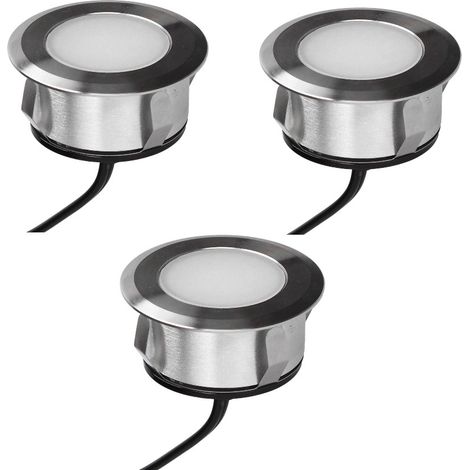 3er Set Einbaustrahler Außen 3,8W, 3000K, 3x25lm, Ø69, Edelstahl - PATIO ARLUX LIGHTING