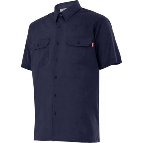 Camisa industrial de manga corta con 2 bolsillos de parche VELILLA Serie 522 3XL Azul Marino (1/5)