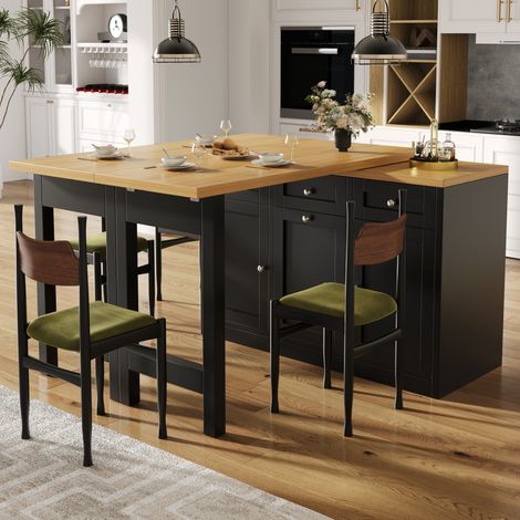Table bar extensible 120-200x40x76 cm en MDF noire, rangement, gain de place – MEUBLIV (1/5)