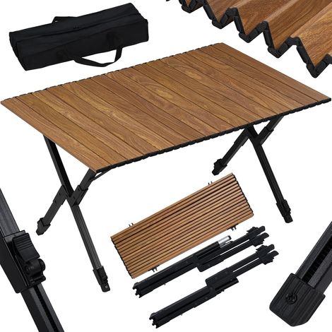 WOLTU Mesa plegable portátil, mesa plegable de aluminio para acampar, mesa de viaje para senderismo, roble claro (1/5)