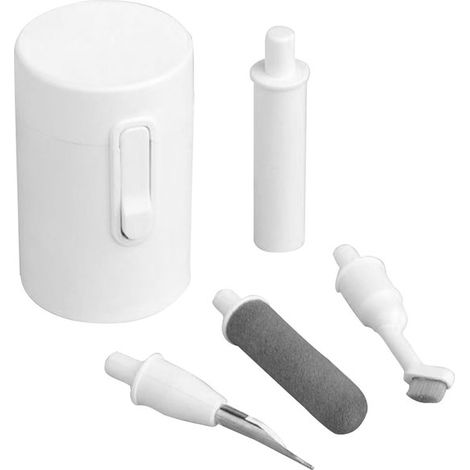 Kit de limpieza del puerto de carga - herramienta de limpieza con cepillo - limpieza de dispositivos - herramienta de precisión multifuncional - 43 x 28 x 28 cm - blanco (1/5)