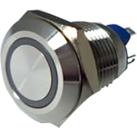 Bouton-poussoir, Momentané lumineux, LED Jaune, Unipolaire à une direction, 15 mA, Argent, Montage panneau ( Prix pour 1 )
