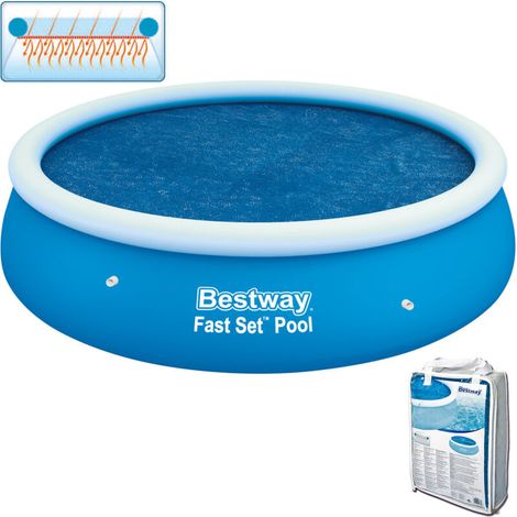 Bâche de piscine solaire 244 cm Couverture à bulles pour piscine gonflable Conserve la chaleur Sac de rangement inclus (1/5)