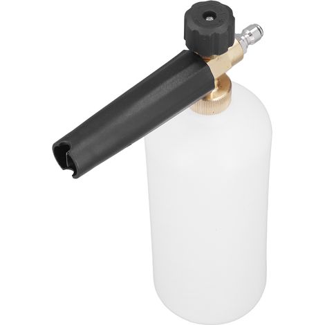 Lance mousse haute pression raccord 1/4 pouce grande capacité 1L nettoyage auto canon à mousse buse réglable fenêtres allées plastique laiton blanc noir kit (1/5)
