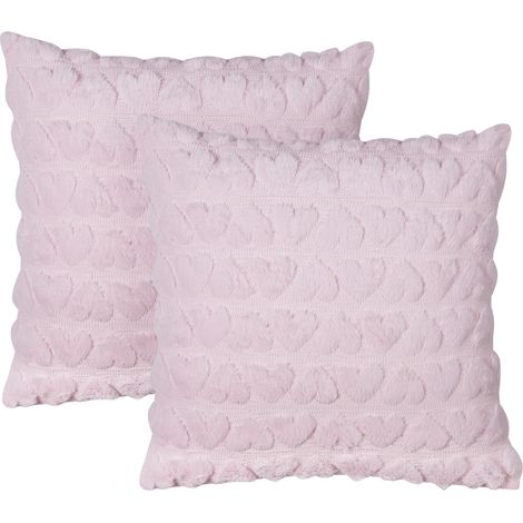 Lote de 2 cojines decorativos de tela de poliéster con forma de corazón rosa 45 x 45 cm Astrantia