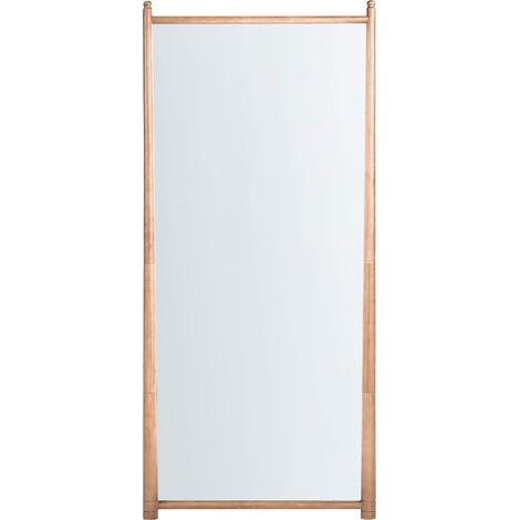 Wall Mirror Light Brown Paulownia Wood Frame Scandinavian Style Hanging Decor CANET (1/5)