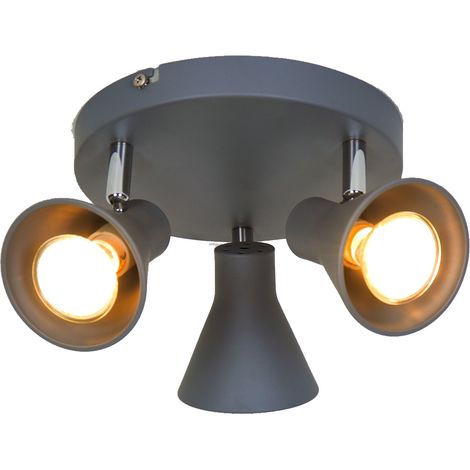 Plafonnier design Carter 3 ampoules métal gris compatible LED (1/4)