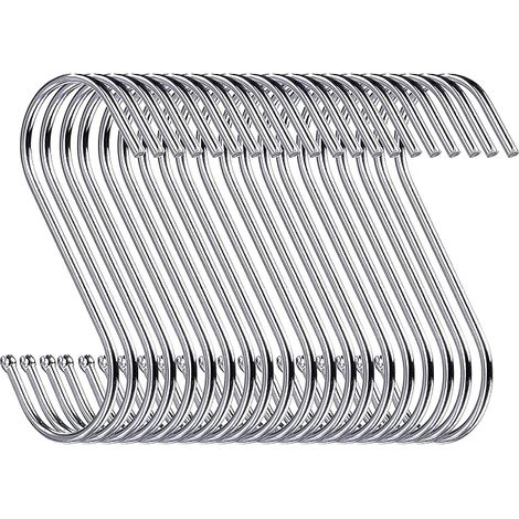 Lot de 20 crochets robustes en forme de S de 9 cm pour cuisine, salle de bain, chambre à coucher et bureau (argenté) (1/5)