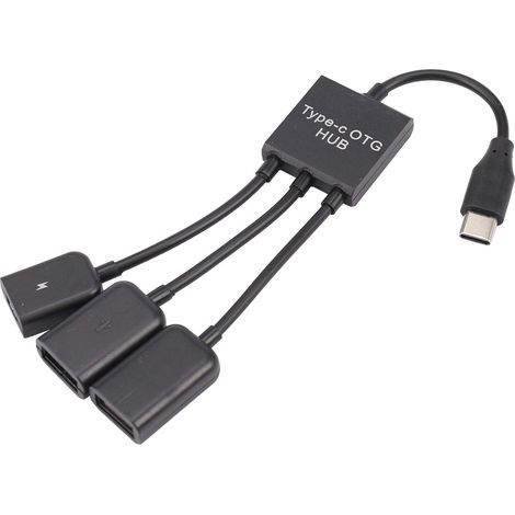 USB 3.1 Type-C male to 2 USB-A 2.0 female ports + Micro-USB female 3-in-1 OTG hub (1/5)