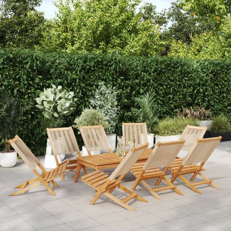 Teenpull – Gartenstühle 8 Stk. Klappbar Beige Massivholz Akazie (1/5)