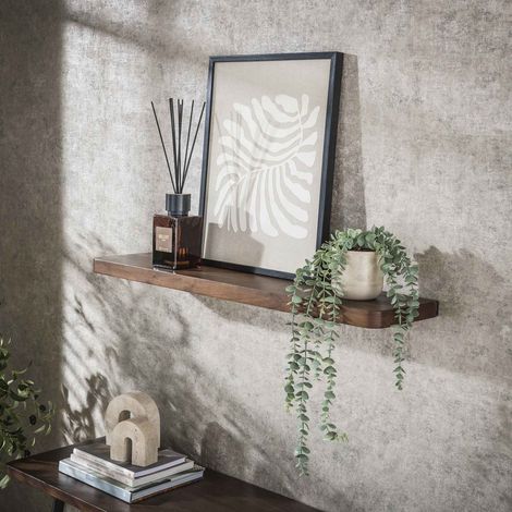 Wandregal Noa 90 cm Massives Akazienholz Drift Brown