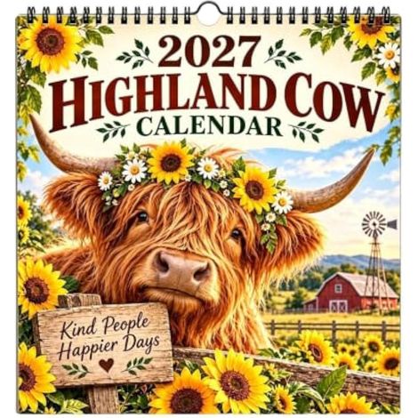 Calendrier 2027 sur le thème de la vache de janvier à décembre (1/5)