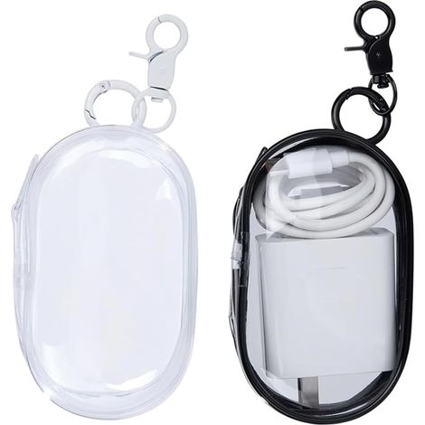 Set di 2 organizer per cavi, mini custodia, custodia per organizer per cavi, organizer per cavi da viaggio, scatola trasparente per organizzare cavi dati, caricabatterie e auricolari