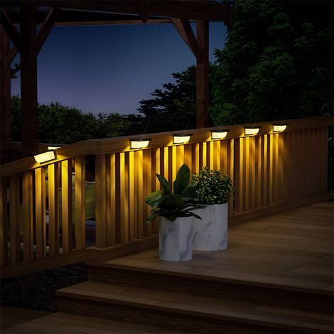 lampe solaire pour escalier et rampes murale etanche decoration exterieure pour jardin cloture et terrasse (1/4)