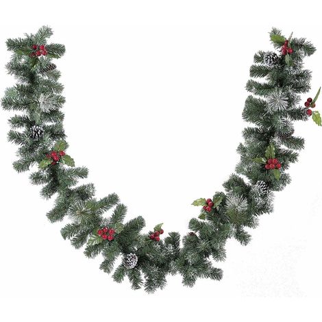 Ghirlanda di Natale in Finto Abete con Bacche Rosse Festone di Natale (1/2)