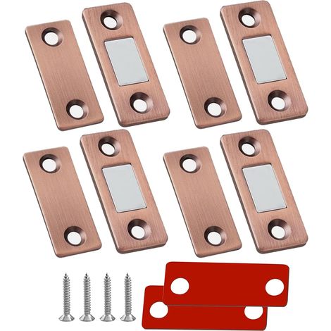 4 PCS Loquet magnétique de porte d'armoire et de meubles  Loquet magnétique silencieux et ultra fin avec vis pour fermeture de porte coulissante, ferme placard, loquets de porte invisibles anti collis