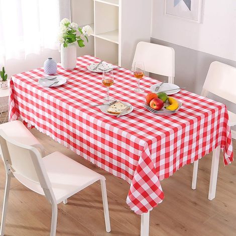 Nappe en toile vichy rouge anti-taches pour salle à manger de restaurant, 140 x 200 cm (1/5)