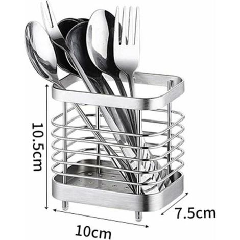 Égouttoir Rangement Couverts, Support Panier Pour Couteaux, Fourchettes, Cuillères, Ustensiles de Cuisine Porte-couverts Acier (1/4)