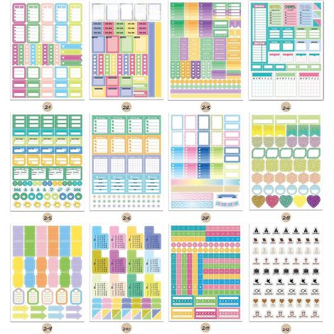12 Sheets Essentials Planner Sticker Weekly Daily Schedule Sticker Planner Sticky Notes for DIY Cale