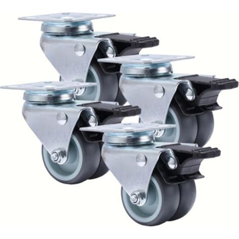Roulettes Universelles - 5 Cm - Pivotantes 360° Avec Frein - Pour Meubles Chariots Et Plateformes - Lot De 4 (1/5)