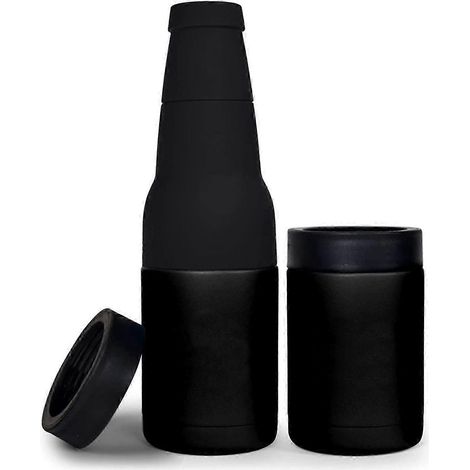 3-in-1 isolierter Bierflaschenkühler mit Flaschenöffner, ideales Geschenk für Bierliebhaber (schwarz)