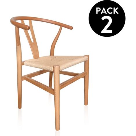Pack 2 sillas de comedor Kioto Natural claro 52cm (ancho) x 76cm (alto) (1/5)
