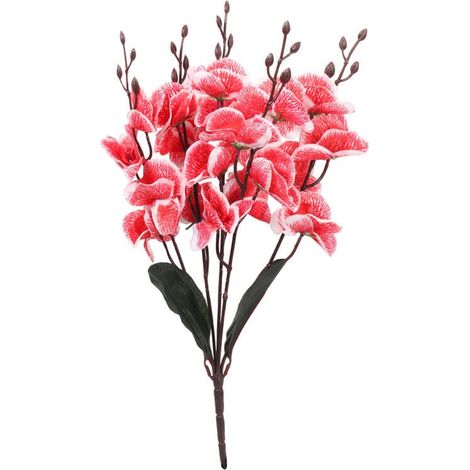 Orchidées artificielles rouges - 5 pièces, bouquet décoratif de haute qualité 38 cm (1/2)