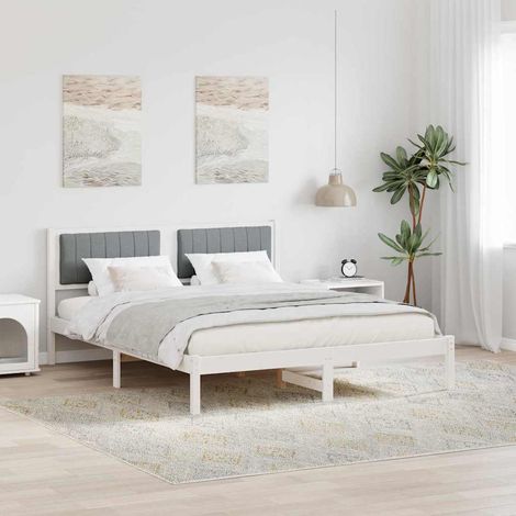 Estructura de Cama con Cabecera Tapizada Gris Claro