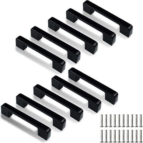 Lot de 10 poignées de porte de cuisine carrées en acier inoxydable avec trou central de 128 mm (vis incluses) (1/5)