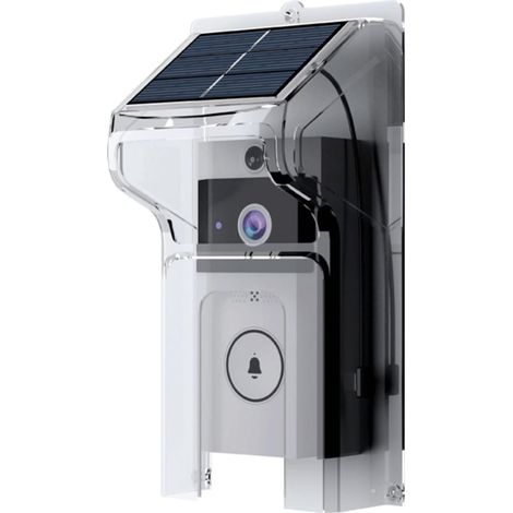 Cubierta de lluvia para timbre con panel solar, plástico transparente, protección resistente a la intemperie, fácil instalación para todos los modelos de timbre.