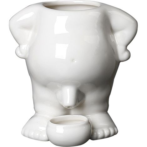 Jarrón de cartón de cerámica Potsu Manneken Pis para suculentas, maceta pequeña decorativa blanca para cactus.