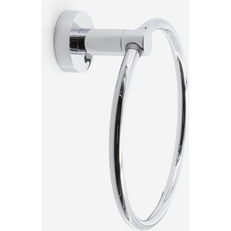 BATHBAZAAR - Porte-serviettes anneau inox avec fixations en laiton chromé (1/3)