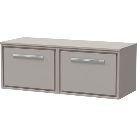 Balterley Longnor 1200mm Framed Design Wall Hung Single Drawer Vanity with Worktop - Pebble Grey