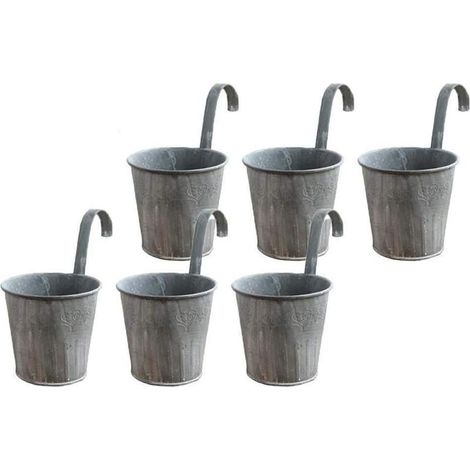 6Pcs Pots de Fleurs à Suspendre en Fer Vintage avec Crochets pour Décoration Intérieur Extérieur de Maison Balcon Jardin Grille (1/5)