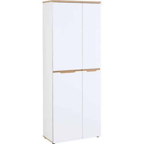 Aktenschrank 2-türig, 75cm breit, weiß mit Eiche, MANRESA-36 (1/5)