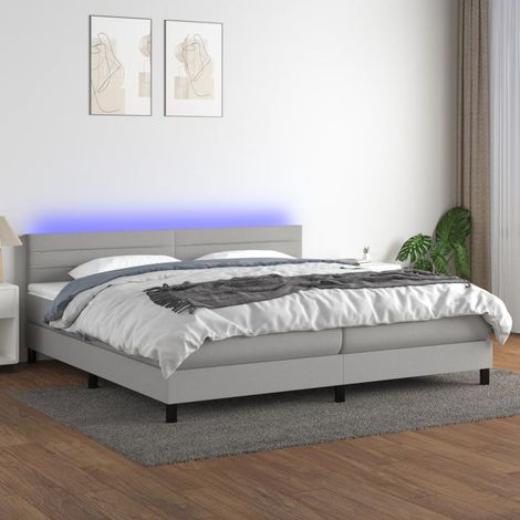 vidaXL Sommier à lattes de lit matelas LED Gris clair 200x200 cm Tissu (1/5)