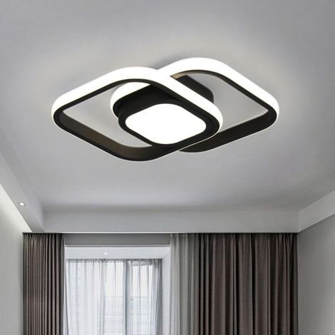 Plafonnier LED 4000K Blanc neutre 24W Plafonnier carré Noir 2000LM Lampe de couloir design moderne Lampe de cuisine pour studio balcon sous-sol garage escalier allée salle de bain cuisine Ø32CM [Class (1/4)