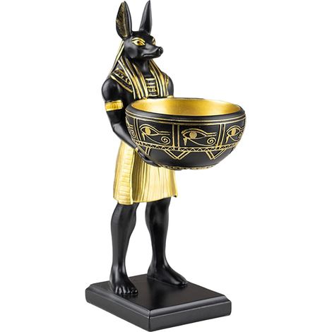 Statue D'anubis Égyptienne Sculptée en Résine Lisse, Plateau à Bonbons et Vide-Poches Décoratif, Bol D'entrée Multifonction pour Maison et Bureau, Accessoire de Décoration (1/5)