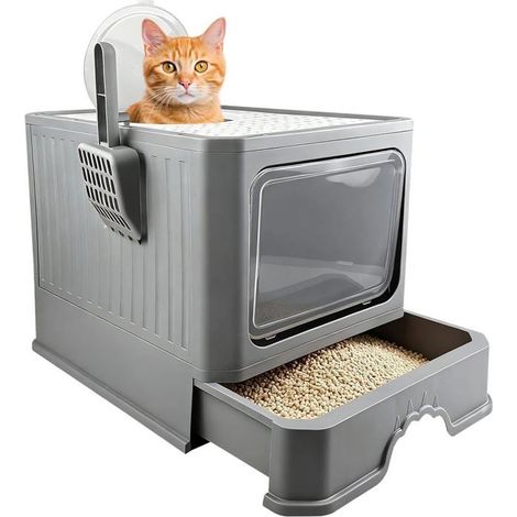Bac Litiere Pour Chat,Maison De Toilette,Caisse Litiere,Bac Litiere Pour Fermé,Toilette,A Litière Fermée Avec Couvercle,Pour[CA102] (1/5)