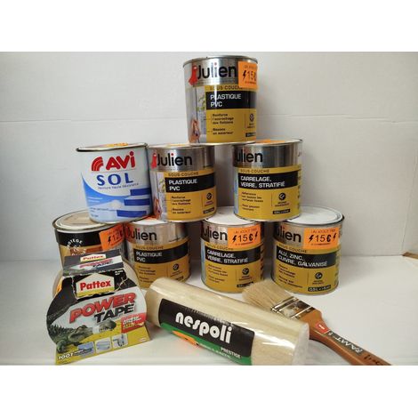 Lot de 12 articles - JULIEN AVI PATTEX - Peintures techniques et accessoires - Multi-supports intérieur extérieur - Voir photos (1/4)