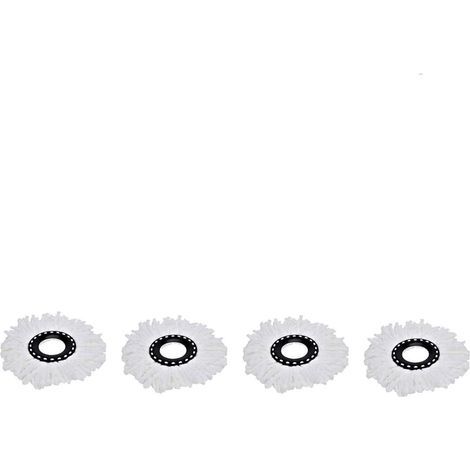 Juego de 4 cabezales de mopa de microfibra para fregona giratoria de 360° - Blanco (1/5)