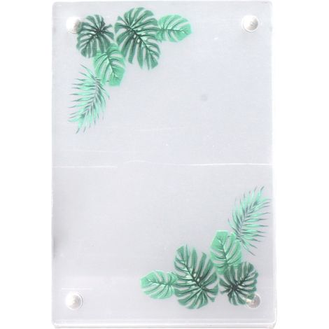 Cadre photo magnétique universel en acrylique transparent de 7,6 cm (3 pouces) pour cartes, billets de cinéma, motif feuilles de monstera (1/5)