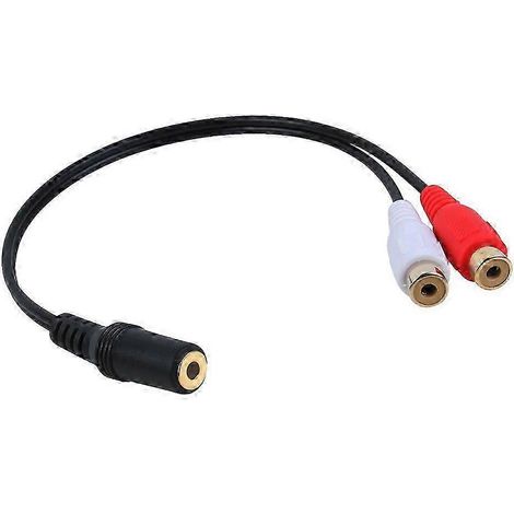 Adaptateur audio stéréo RCA plaqué or, prise jack femelle 3,5 mm vers 2 prises femelles (15 cm) (1/4)