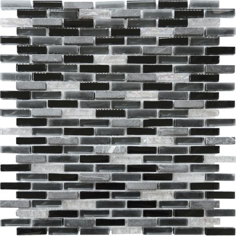 MOSAIQUE MICRO BRIQUETTE NOIRE 1 PLAQUE 30,5 x 30,5 CM CASA LINEA