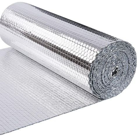 Isolant Thermique en Film Aluminisé a Bulles Double Face 3mm Résistant pour Réflecteur radiateur de Chaleur et Protéger Contre Froid Idéal pour Fenetre, Voiture, Radiateur 0.6x10M (1/3)