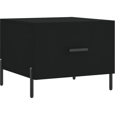 Table Basse en Bois d'Ingénierie, Design Moderne Carré 50x50x40 cm, Meuble de Salon Robuste et Élégant, Couleur Noire (1/5)