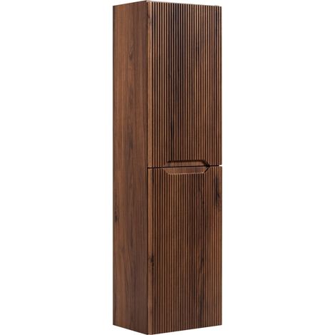 Meuble colonne de salle de bain suspendu 2P L.35 x H.130 cm effet noyer Warmia NOVO Furnidea (1/5)